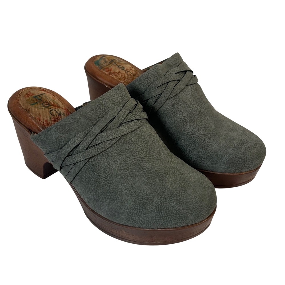b.o.c. Born Concept Womens Grey Braided Platform Clogs Mules BC0022825 Size 7M